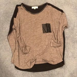 Loft leather accented tee